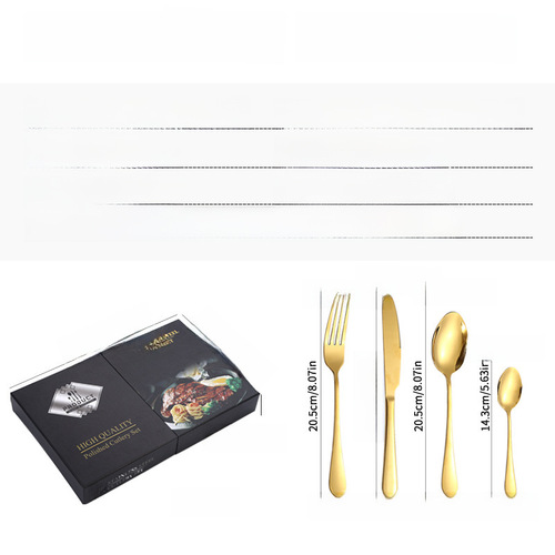 Cross-border Amazon stainless steel tableware set for Western cuisine, 24-piece gift box, gold knife, fork, and spoon set