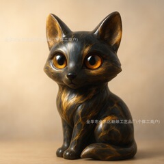 跨境爆款Marble Big-Eyed Fox Figurines大理石大眼狐狸雕像树脂