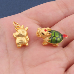 diy飾品配件新品古法沙金滴油龍龜生肖龍小滴溜手鍊頭飾配飾掛件