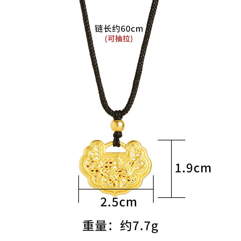 Flor y pájaro Ruyi cerradura arena oro collar cuerda cadena estilo chino de las mujeres elegante retro todo fósforo Yiwu Joyería Al por mayor suministro