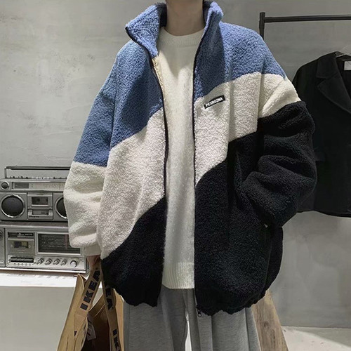 Lambskin Cotton Coat for Men - Winter Thick Collar Loose Cotton Padded Jacket, Hong Kong Style Trend Brand Casual Student Warm Stylish Outerwear