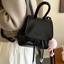 复古学院风双肩包包女2023秋冬韩国撞色背包百搭水桶包潮撞色设计