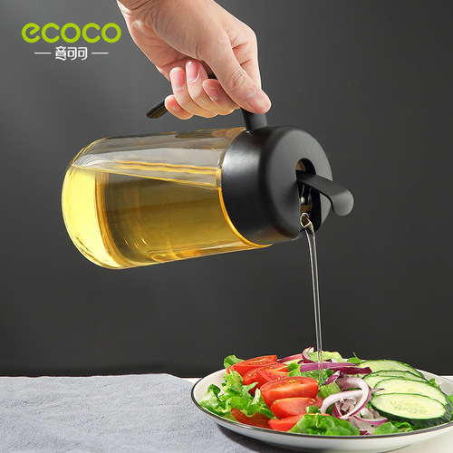 Automatic opening and closing oil pot, leak-proof glass oil bottle, oil tank, vinegar soy sauce bottle, kitchen supplies, household large-capacity oil bottle