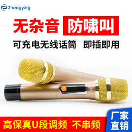 专业无线话筒一拖二麦克风U段调频家用台式电脑唱歌k歌会议ktv