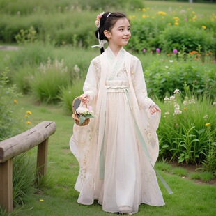 Girls' Wide-sleeved Hanfu Super Fairy dress Wide-sleeved Shirt suit Chinese Style Elegant Girls' Guzheng Performance Clothes