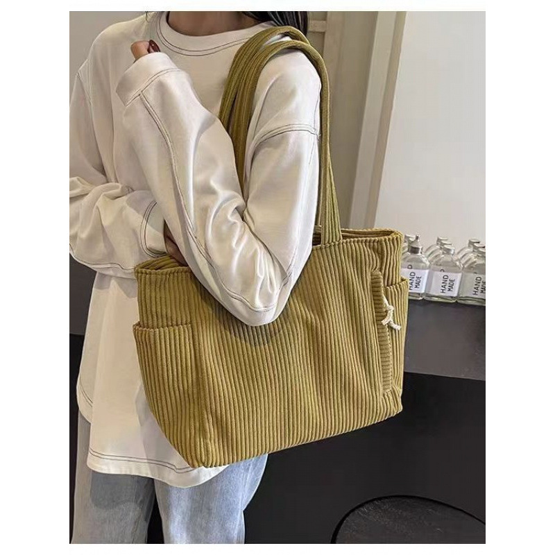 Corduroy Bag Women's Large Capacity 2024 New Autumn and Winter Casual Shoulder Shopping Bag High-End Commuter Tote Bag Corduroy Bag Women's Large Capacity 2024 New Autumn and Winter Casual Shoulder Shopping Bag High-End Commuter Tote Bag