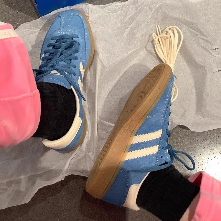 Blue classic German training round toe lace up casual sports versatile flat bottomed Forrest Gump shoes_voghion.com