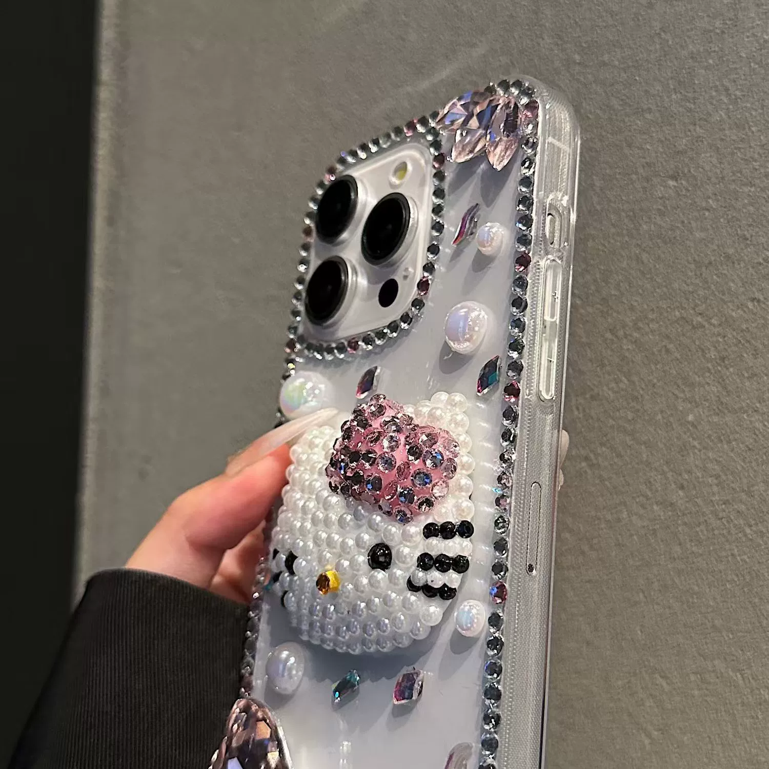 Hello kitty, apple, iPhone16, compatible cute phone case, iPhone14, diamond encrusted, 14promax