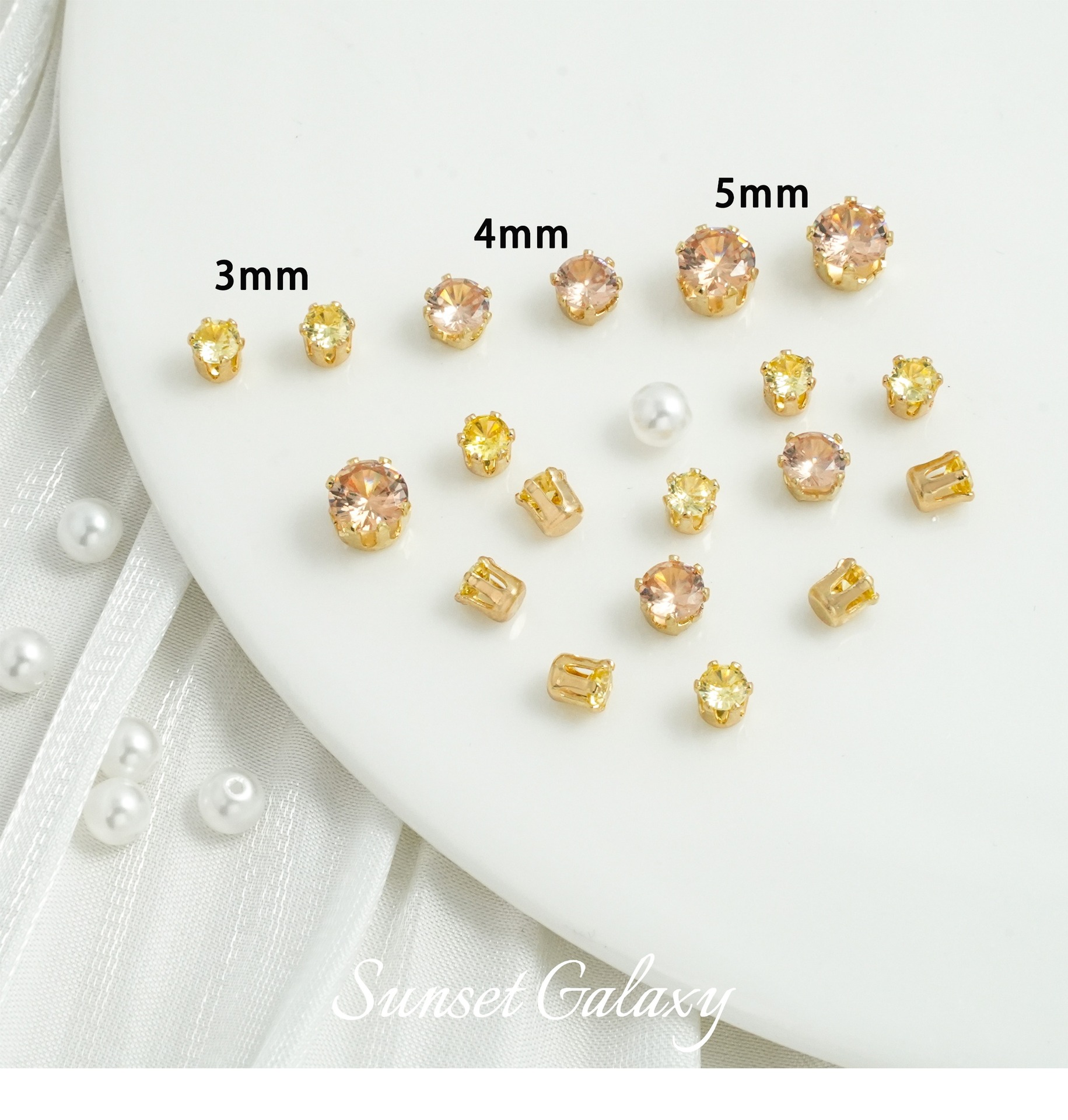 3/4/5mm18k crown claw drill gold plated zircon beads round beads handmade diy bracelet necklace accessories material