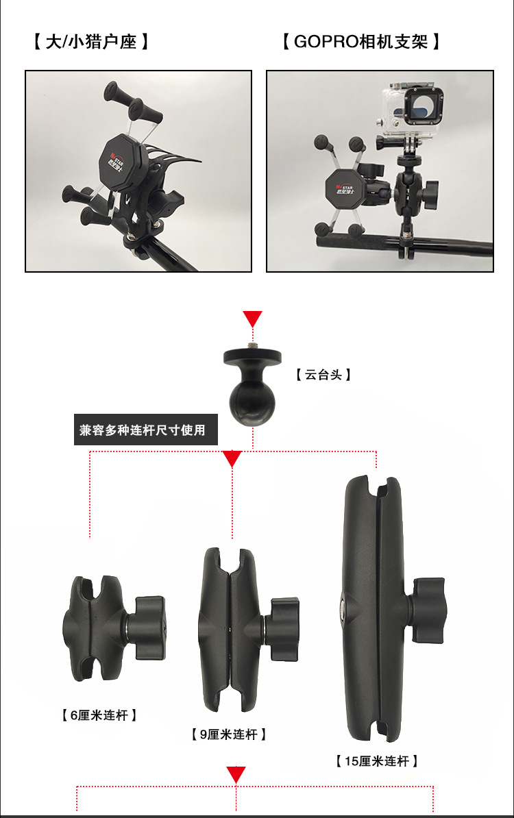 N-STAR camera PTZ ball head GOPRO PTZ ball head motorcycle camera ball head bicycle riding Video