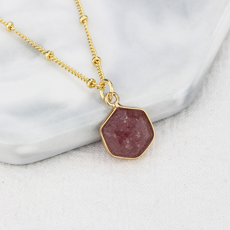 new natural color stone gold-plated natural stone pendant copper necklace