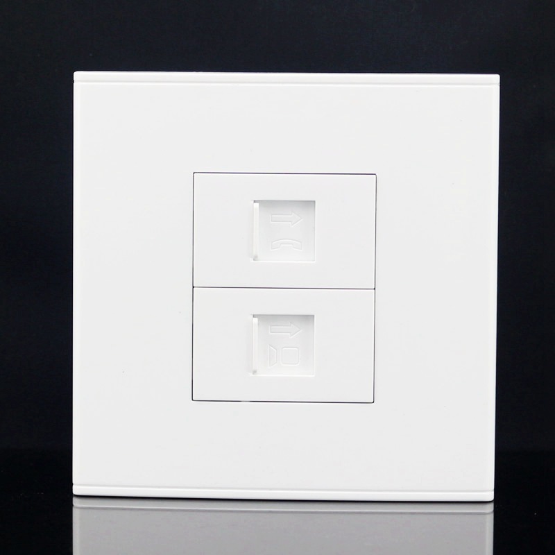 86型免打网络电话插座面板CAT5E网线网口+CAT3语音电话线墙壁插座