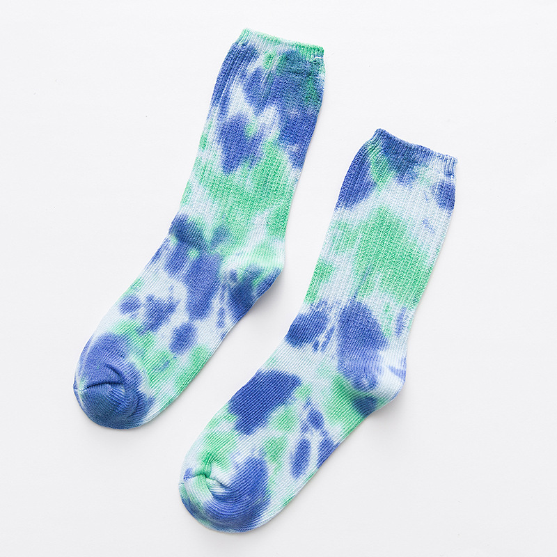 Colorful Tie-dye Mid-calf Crew Socks For Couples Trendy Thick_voghion.com