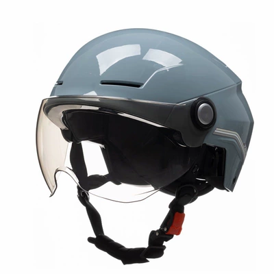 half helmet 3C certified battery — Motosiklet kaskı (dəbilqə) - squirrel-gray-with-short-coffee
