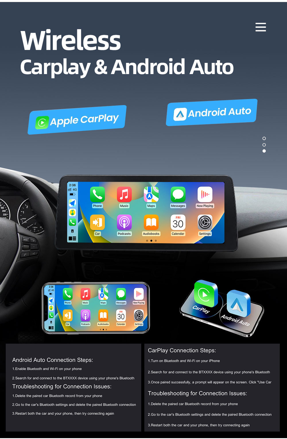 Suitable for Bmw 3 Series 4 Series F30 F31 F32 F34 Car Central Control Large Screen Navigation Carplay Player