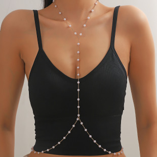 European and American Cross-Border Jewelry Bohemian Style Imitation Pearl Y-Shaped Lasso Necklace Fashionable Personalized Body Chain