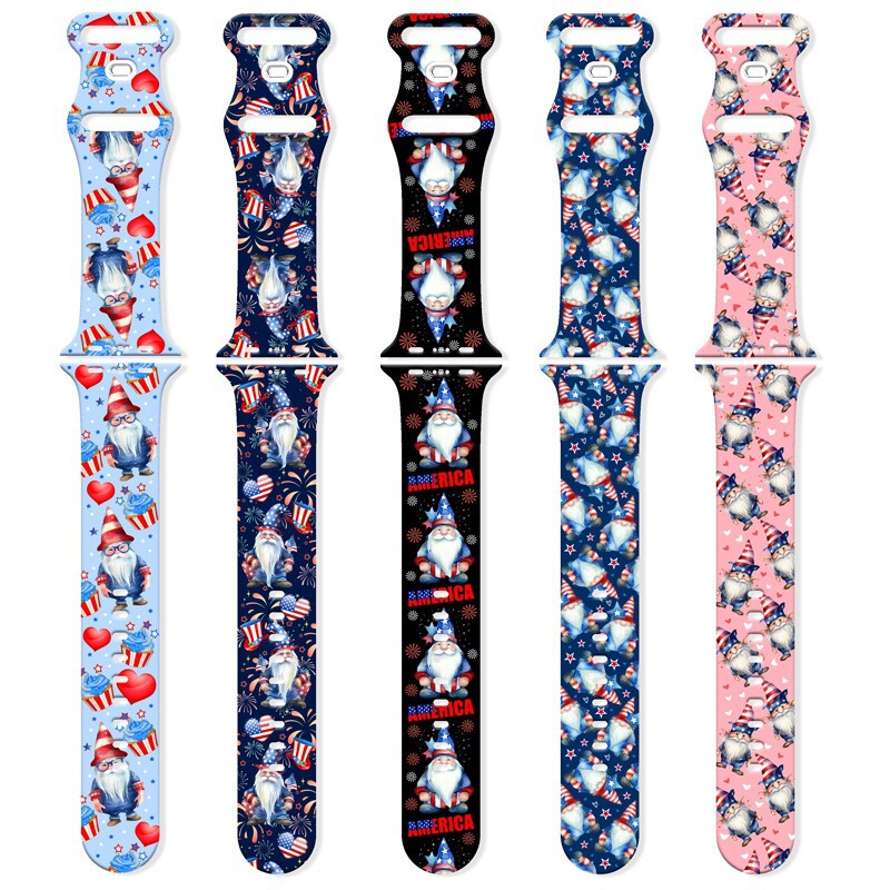 European and American Christmas Flag Elf Silicone Watch Strap Suitable for Apple Watch Ultra Watch Foreign Trade Best-Selling Model