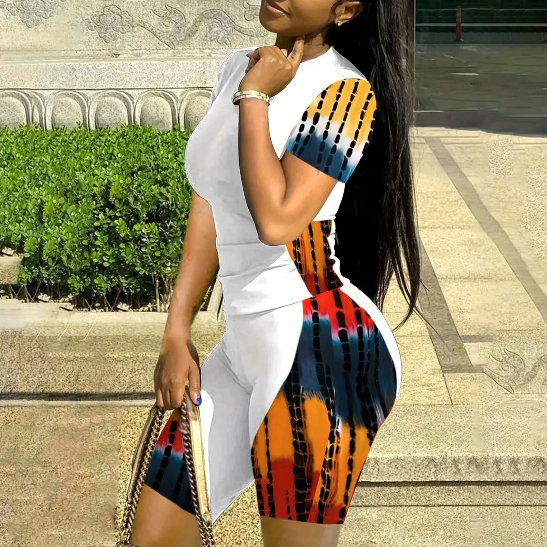 TK027 European and American hot-selling printed sports casual pants suit cross-border Amazon plus size two-piece women's clothing