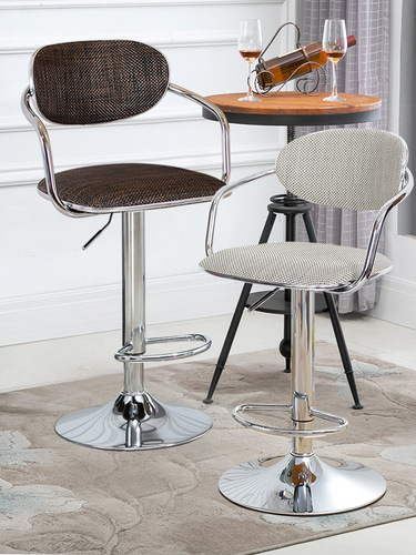 OD59 wholesale bar chair, comfortable high backrest waist lifting chair, simple wrought iron rattan bar stool front desk chair