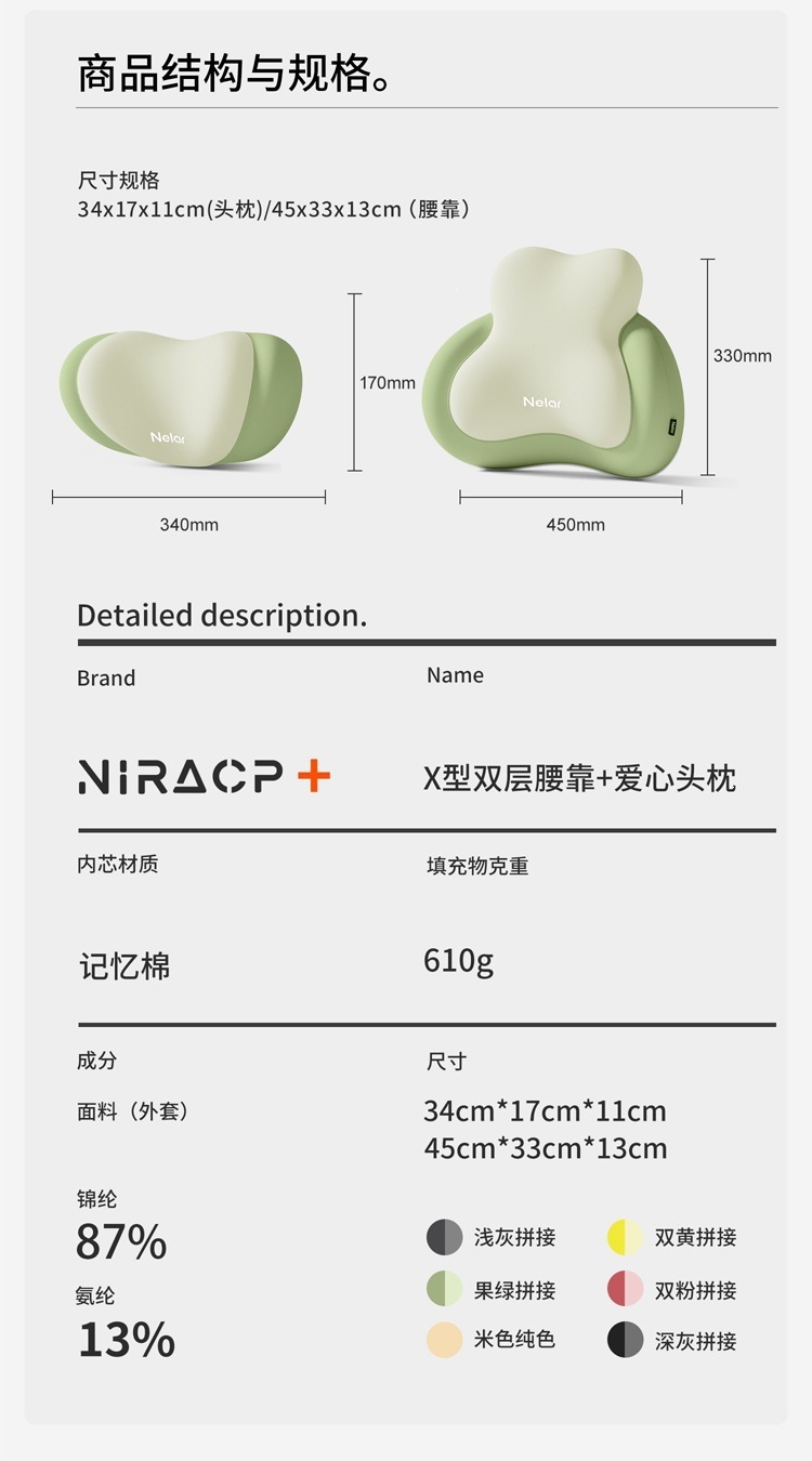 Nila Car Lumbar Support Cushion Seat Cushion Driver's Cushion for Long Hours of Driving Car Lumbar Cushion Other