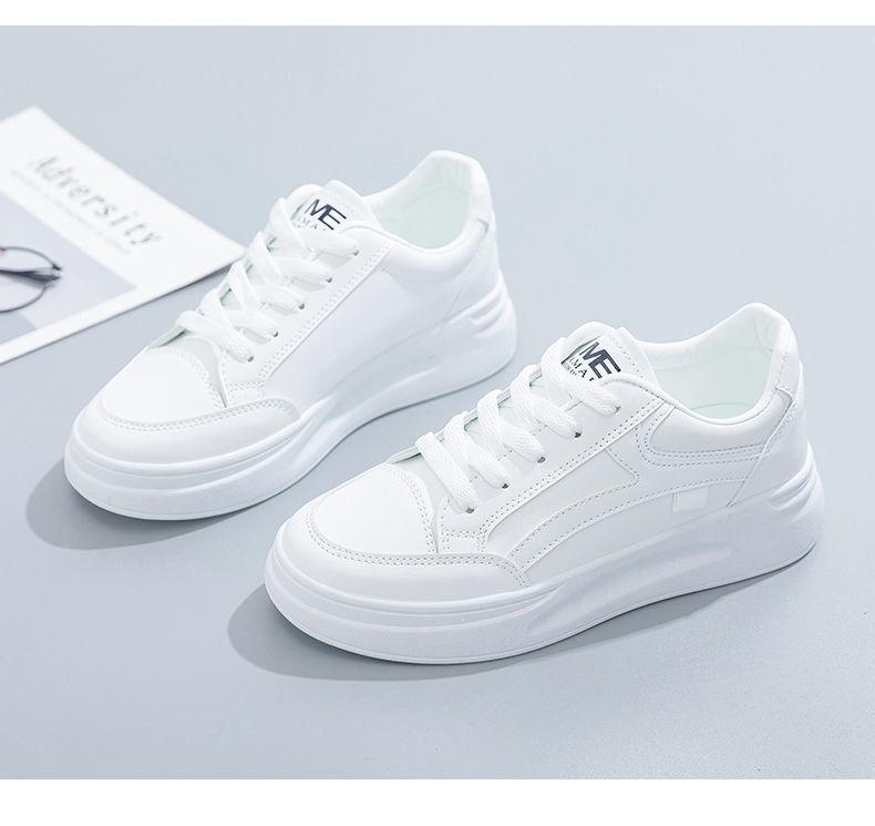 Bianco Primavera 2024 Nuovo Sport Studente Versatile Spesso Casual Tavola Morbida Suola Corsa Scarpe da Donna Scuola Media_voghion.com