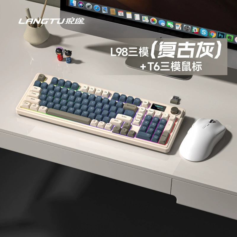 Волк L98 Проводной RGB высоко-значимый трехрежимный клавиатура Спортивная игра офис печать беспроводная тонкая пленка тихая клавиатура