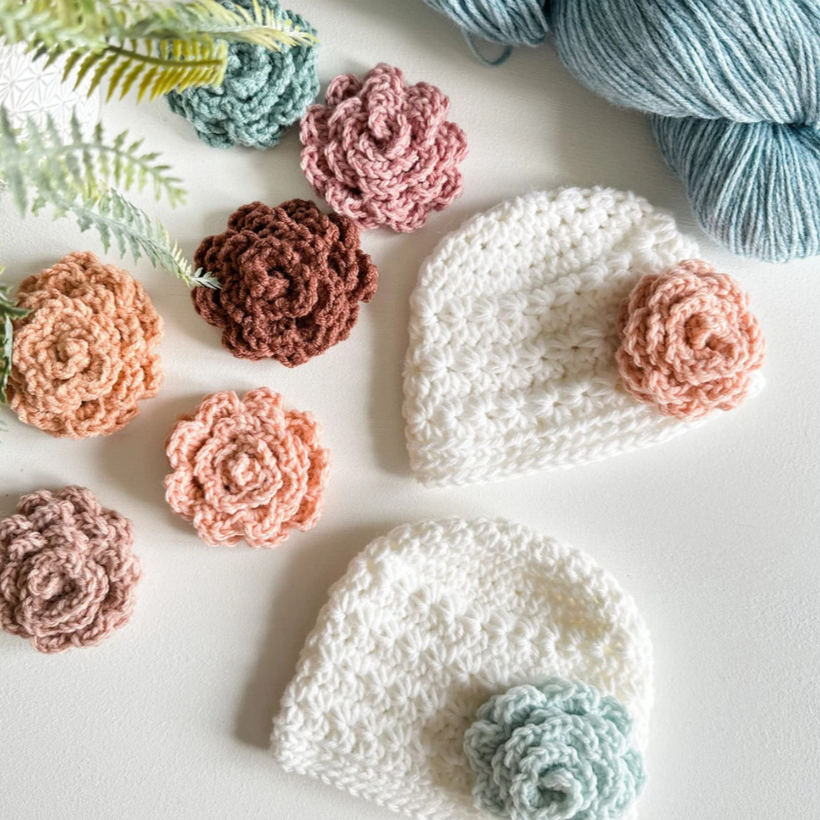 Rosas sombrero de crochet patrón de sombrero de aguja de estrella gran arco sombrero de bebé MJs deshacerse del diseño