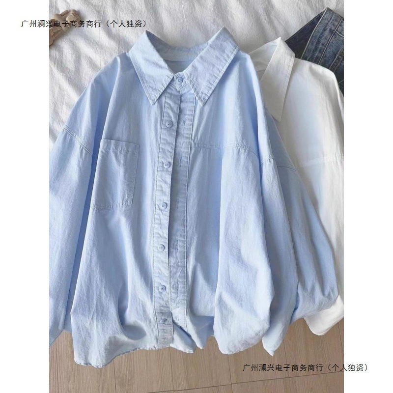 纯棉轻奢衬衫女内搭叠穿宽松百搭遮肉长袖衬衣气质外穿上衣服爆款