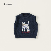 宥宝童装秋季保暖内搭新款女孩子衣服儿童针织衫无袖女童毛衣背心