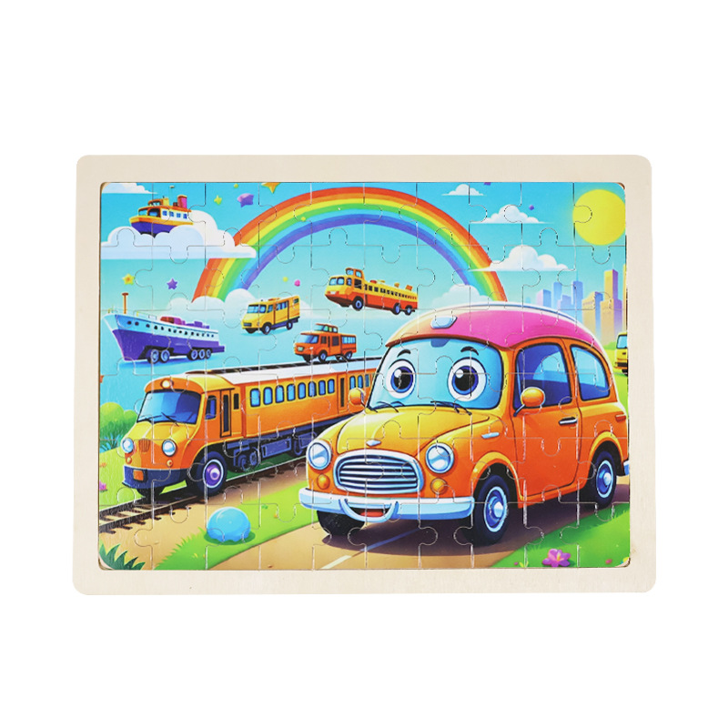 60 piezas de madera puzzle de dibujos animados para niños cuentos de hadas puzzle plano para bebés juguetes de bloque de construcción de puzzle de educación temprana