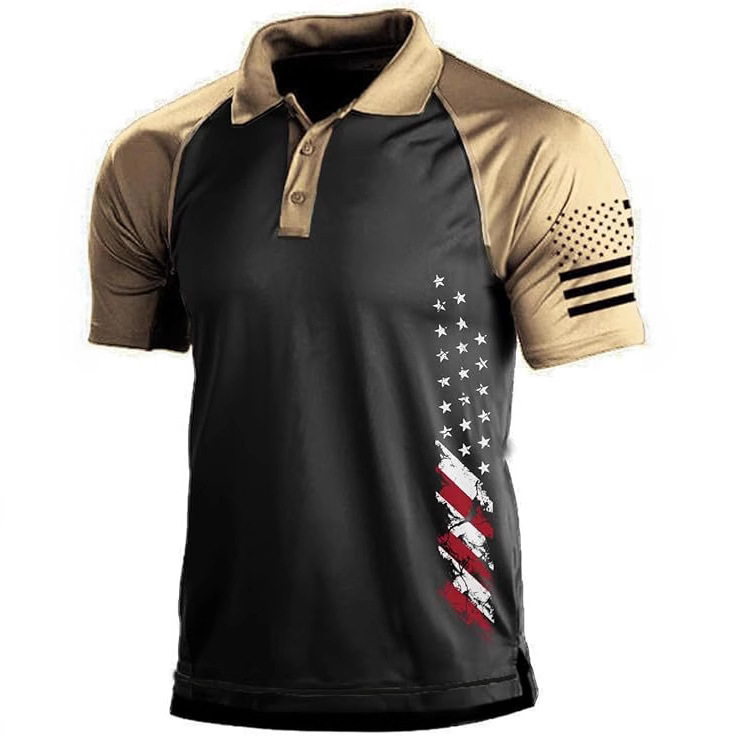 Men's Polo Shirt Short Sleeve Quick Dry American Flag Print Graphic Separates Color Golf Shirt Men's Polo Shirt Short Sleeve Quick Dry American Flag Print Graphic Separates Color Golf Shirt