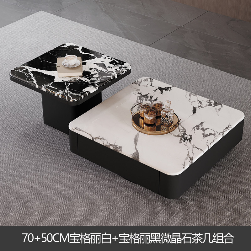 Mesa de té de lujo ligera italiana de tabla de roca moderna y simple sala de estar diseñador de alta sensación de mesa de té de mesa de té