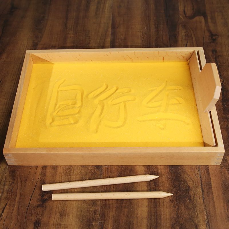 Educación temprana Montessori jardín de infantes bandeja de arena material didáctico niños bebé arena pintura caja de arena jardín de infantes caligrafía práctica bandeja