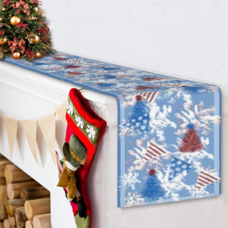 7.14 Día de la Independencia de los Estados Unidos bandera de mesa mesa de té decoración de mesa de aislamiento térmico lino impresa mesa decoración de tela