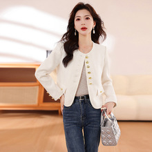 法式气质白色百搭小香风短款外套女春秋新款感名媛粗花呢上衣