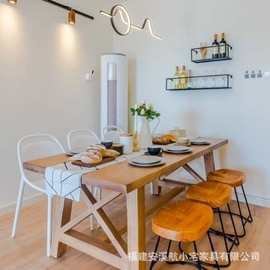 北欧实木餐桌椅组合家用长方形全实木长桌餐厅吃饭桌子原木办公桌