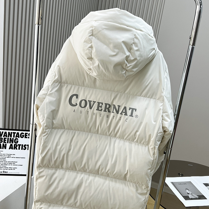 covernat羽绒服女 后背字母连帽长款过膝加厚保暖鸭绒服外套男女|undefined
