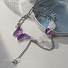 Purple crystal, design bracelet, advanced universal accessory, light luxury style, high-quality style, cat's eye