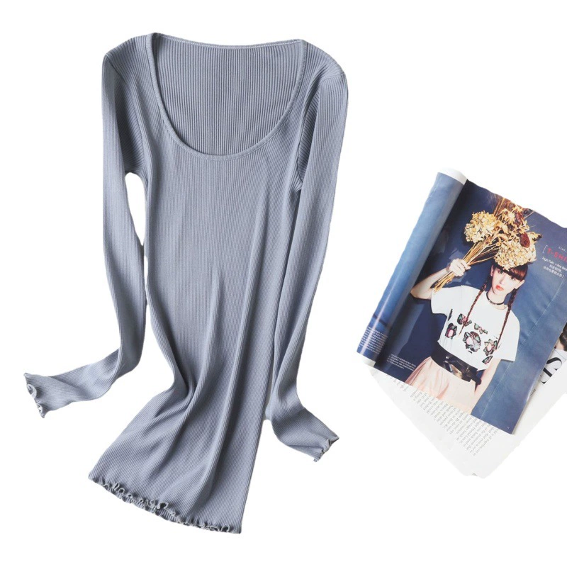 Ююэ шелк леди термобелье женский шелк шелковая хлопковая резьба с длинными рукавами осенняя одежда с круглым вырезом трикотажная нижняя рубашка оптом