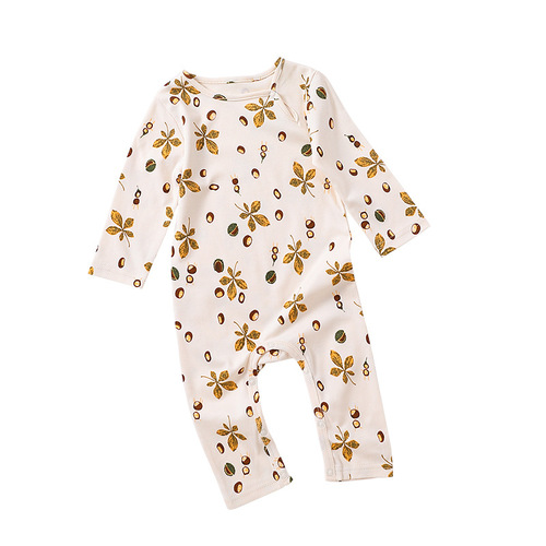 Baby spring and autumn cotton male and female baby long-sleeved jumpsuits newborn clothes printed crawling clothes