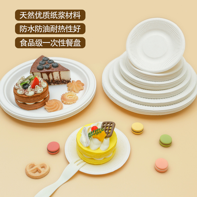 White Disposable Paper Plate Children's DIY Drawing Graffiti Cake Plate Kindergarten Handmade Material Thickened Round Plate