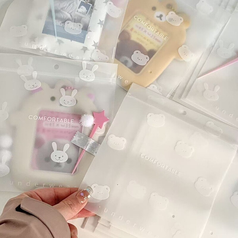 Ins-Style Frosted Bear and Rabbit Self-Sealing Bags, Cute Cartoon Packaging Bags, High-Value Card Packaging and Journaling Bags Ins-Style Frosted Bear and Rabbit Self-Sealing Bags, Cute Cartoon Packaging Bags, High-Value Card Packaging and Journaling Bags