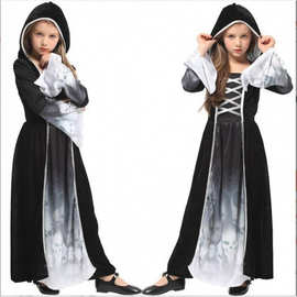 万圣节cosplay服装女儿童公主裙恐怖装扮演出服G-0301骷髅鬼衣