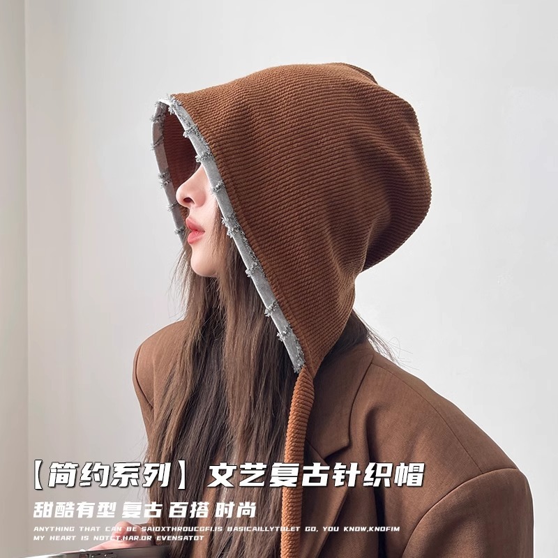 秋冬帽子女款韩系时尚百搭堆堆帽刺绣蝴蝶结休闲毛线帽大头围冷帽|undefined