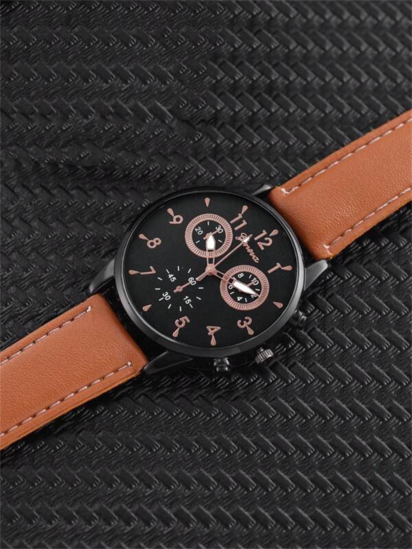 Herren Quarzuhr Mit Lederarmband Für Business Und Freizeit_voghion.com