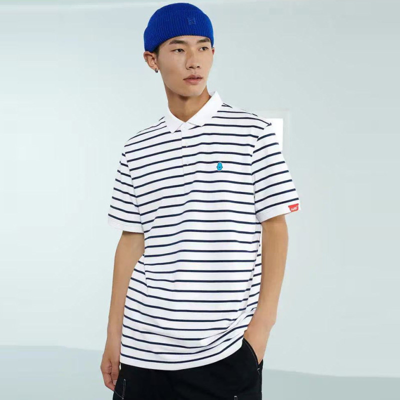 Summer New Skin-Friendly Soft Pique Short-Sleeved Polo Shirt for Men Agaho Designer Contrasting Color Embroidered Short-Sleeved T-Shirt for Men