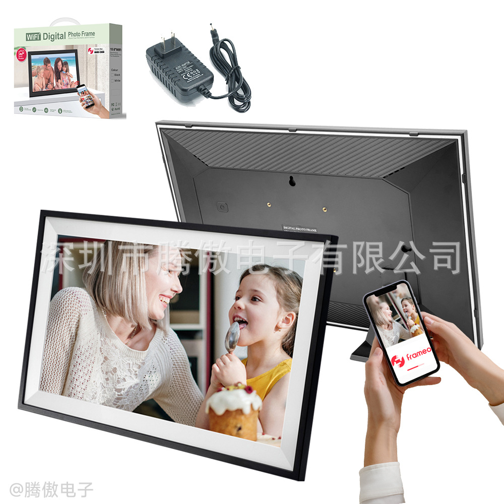 Marco de fotos digital WiFi 10 pulgadas transfronterizo Venta caliente Frameo marco de fotos electrónico 15,6 pulgadas HD BOE pantalla de publicidad