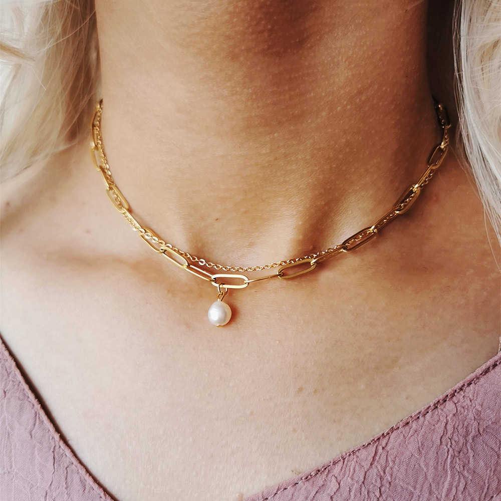 304 Stainless Steel Chain Material Wholesale Jewelry Simple Style Solid Color 304 Stainless Steel Pendant Necklace