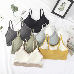 One-piece fixed Cup beautiful back thread wrapped breast tube bra comfortable no steel ring base sports strap underwear bra for women