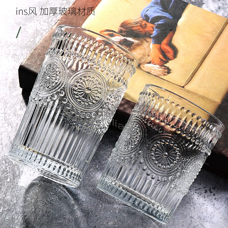 Индивидуальная стеклянная подсолнечника Скандинавская Ретро пномпенская чашка для воды с тиснением и ручной подарочной чашкой Бытовая кофейная чашка пивная чашка